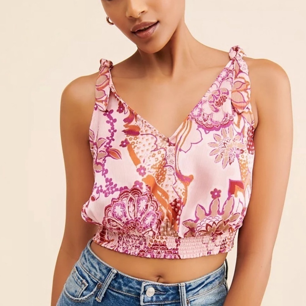 Free People Weekend In Montauk Blush Combo‎ Top Size Large Women